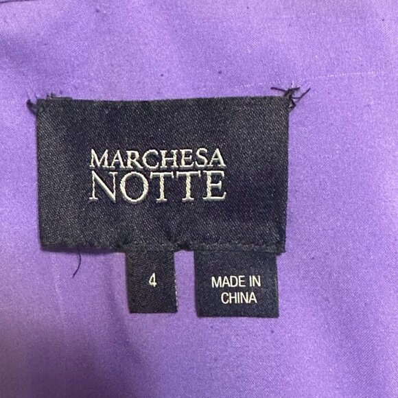 Marchesa Notte Purple & Blue 3D Floral Tulle Off-Shoulder Cocktail Dress Size 4 - Picture 9 of 12